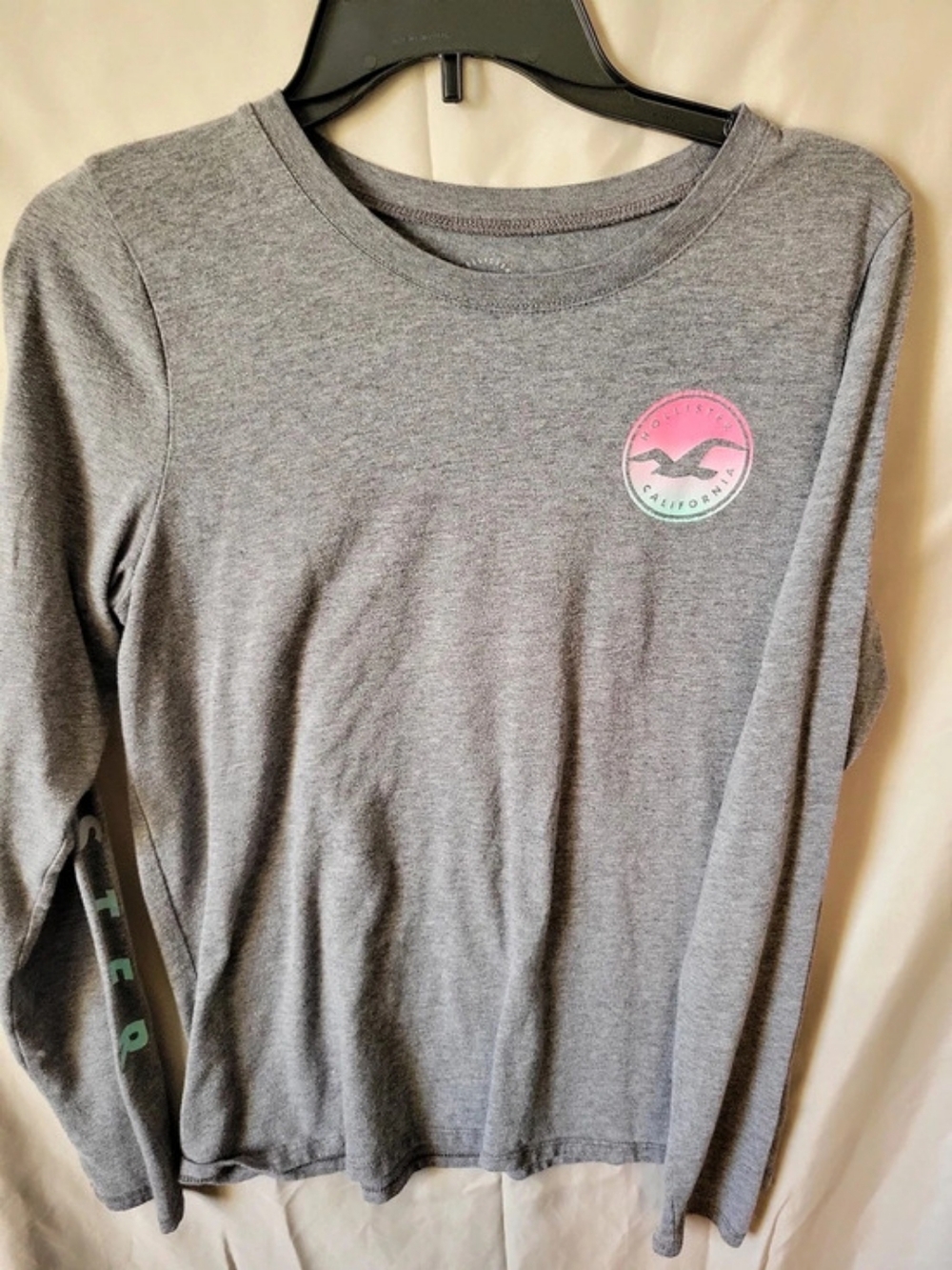 Hollister Graphic Tee Long Sleeve in Gray